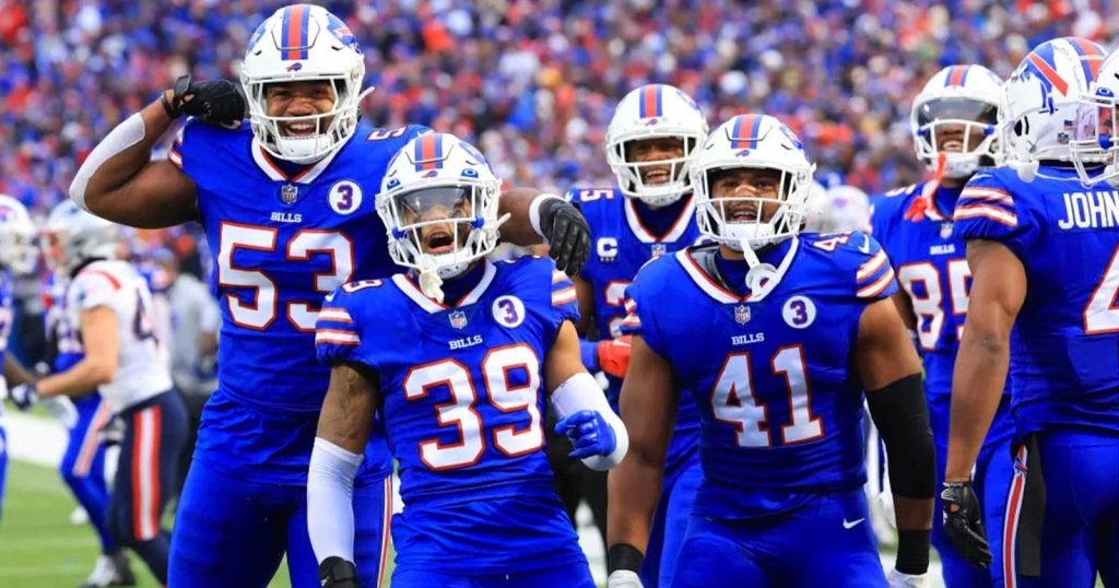 Image of a football team wearing blue jerseys